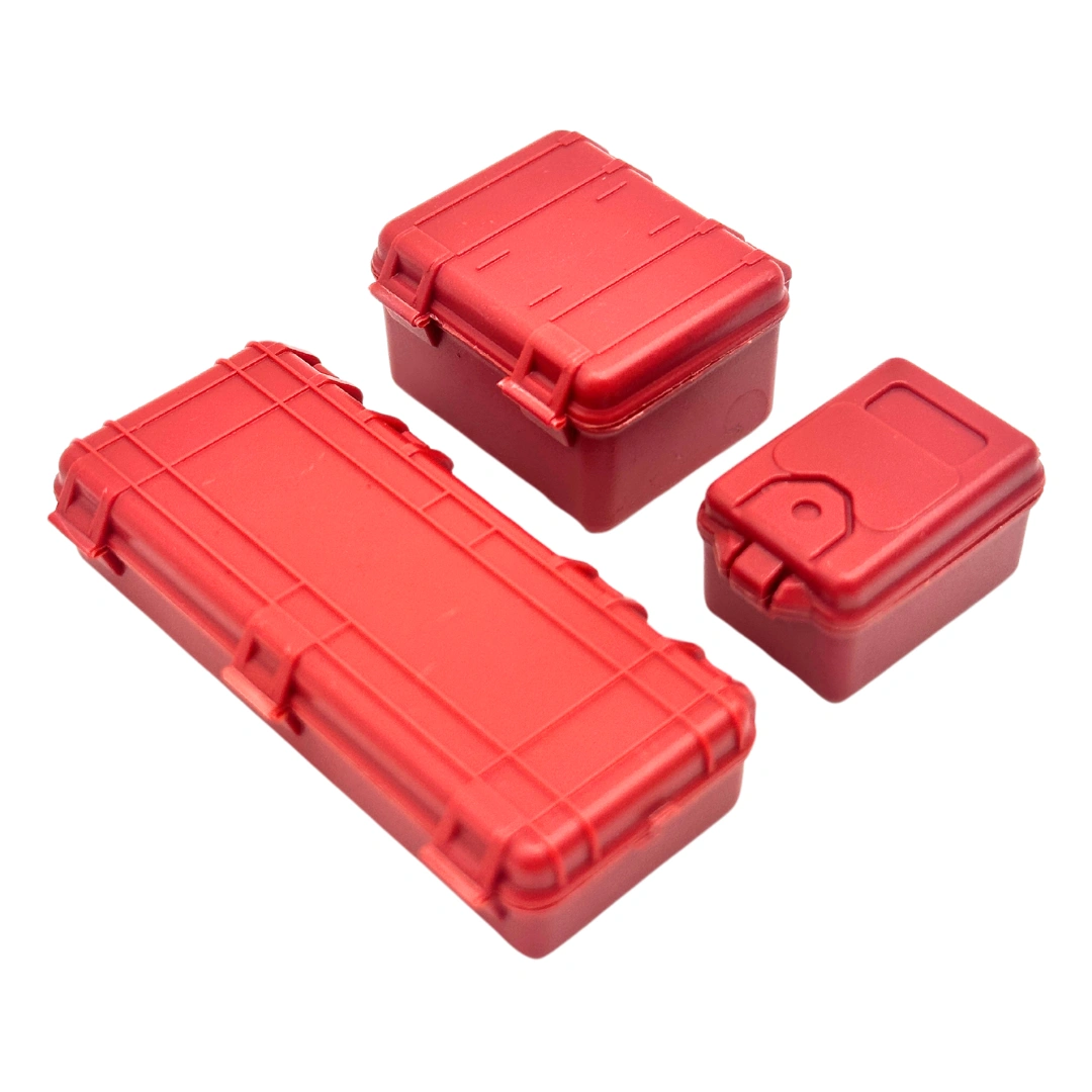 Red RC Crawler Tool Boxes 1/24 1/18 Scale Realistic Details